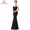 Grace Karin piso longitud perlas vestidos formales negro Bodycon vestidos de noche largos CL6157